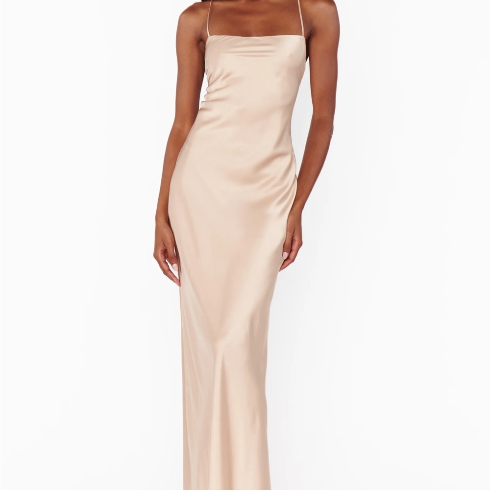Elegant Champagne Luxe Satin Gown - Dani Slip Dress